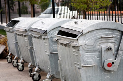 Waste transportation vehicles on site
